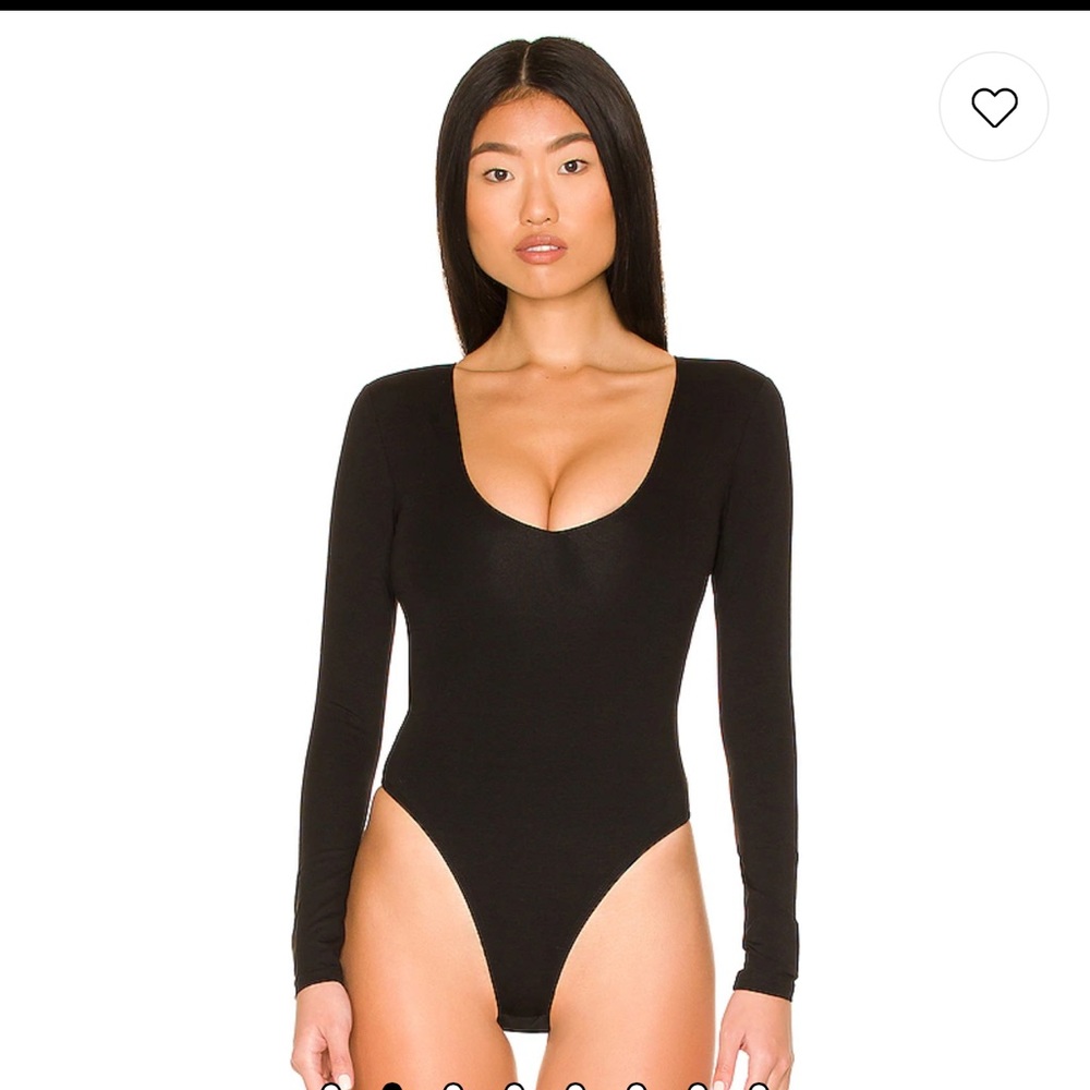 All The Way Deep V Neck Bodysuit in Black - Picture 1 of 8